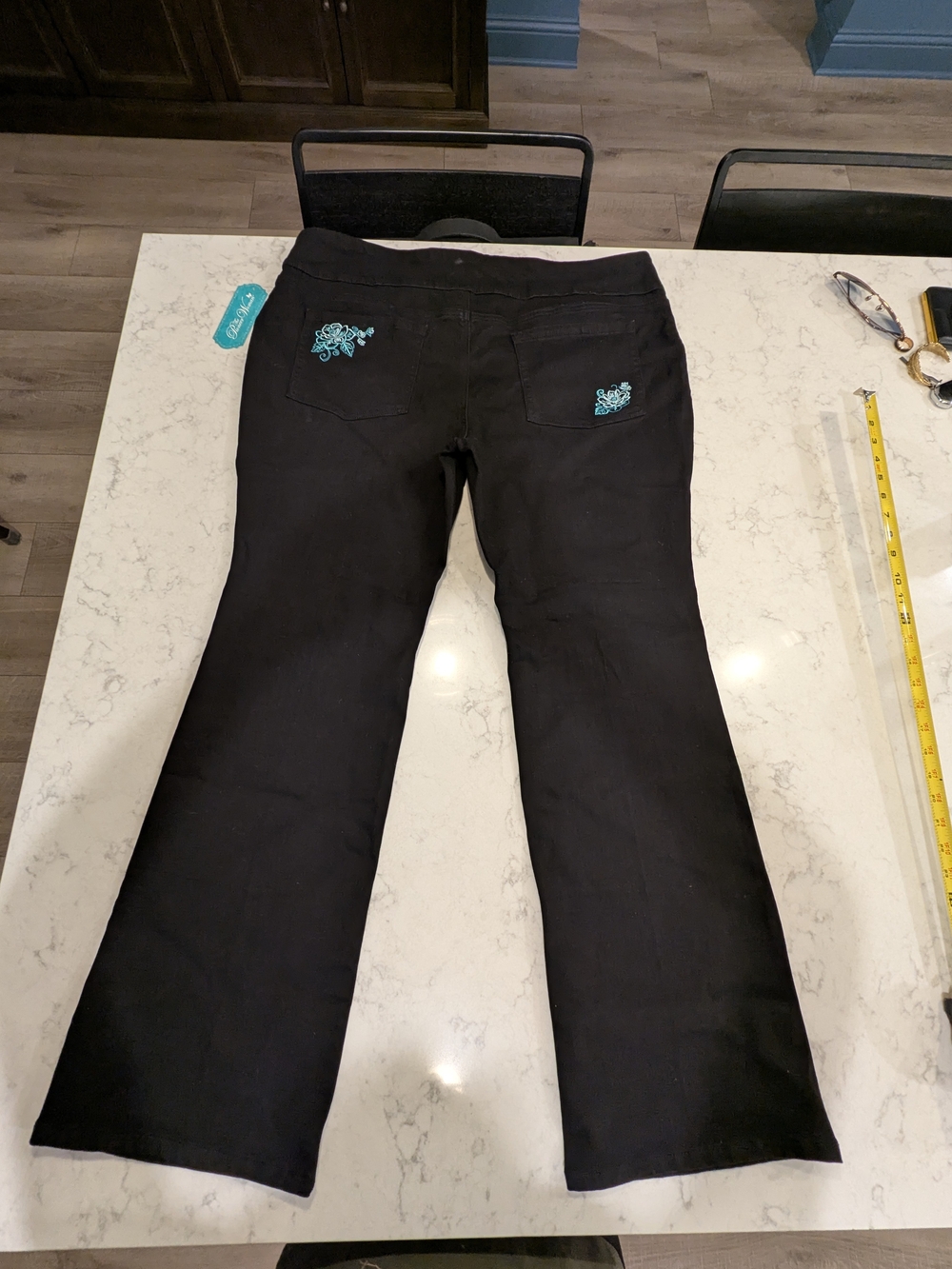 The Pioneer Woman Black Flare Jeans with Turquoise Flare